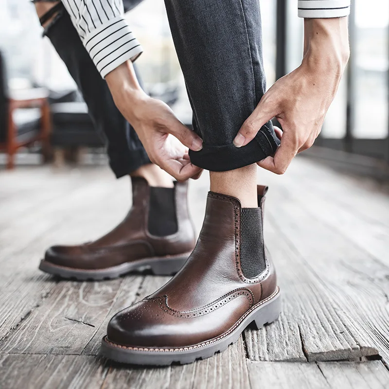 

Одноступенчатые высокие ботинки Bullock, ботинки для инструментов, высокие весенние дышащие ботинки Martin на толстой подошве