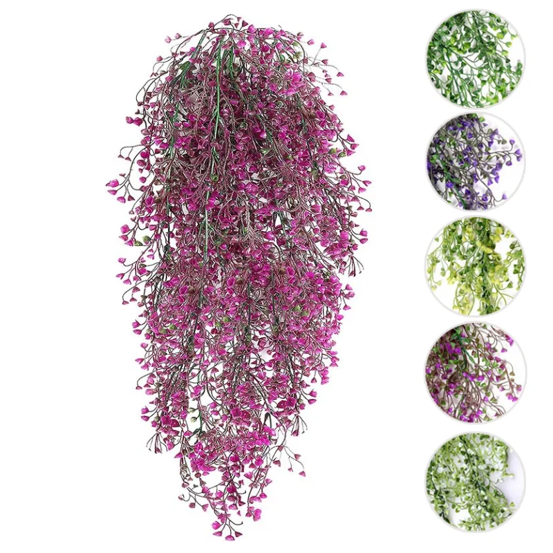 

80cm Artificial Plant Rattan Golden Bell Willow Shooting Wedding Home Garden Wall Hanging Plant Plastic Decoration Flower