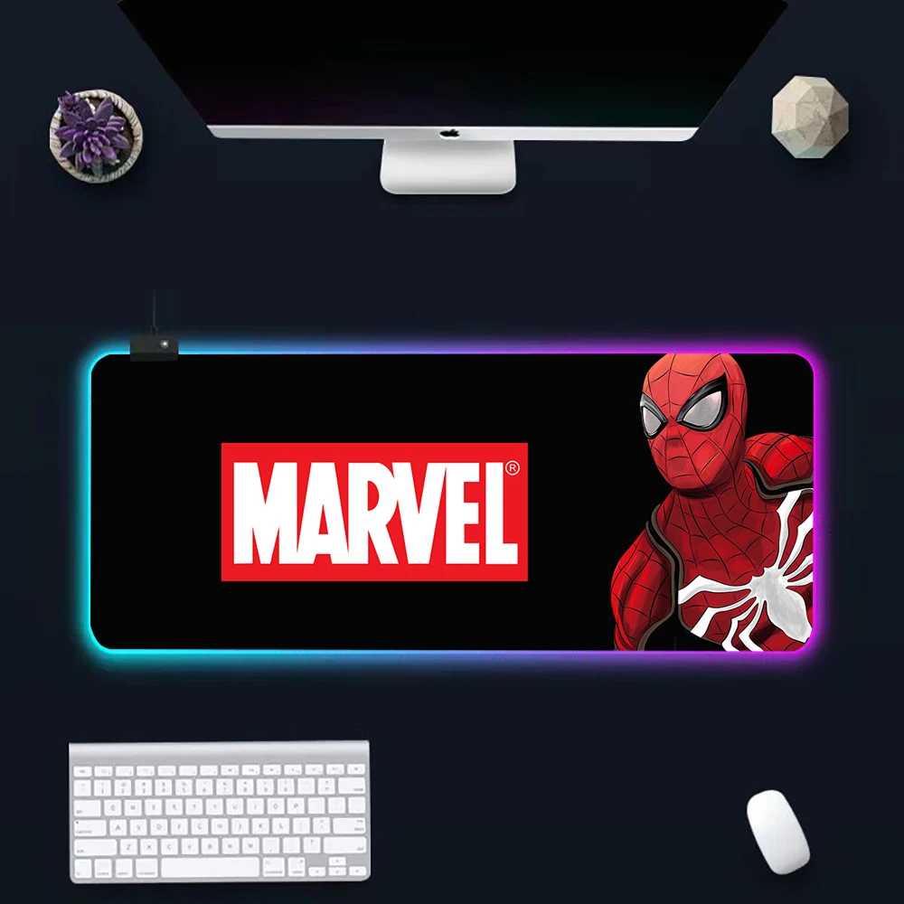 Игровой RGB коврик для мыши и клавиатуры Marvel Человек-паук со светодиодной