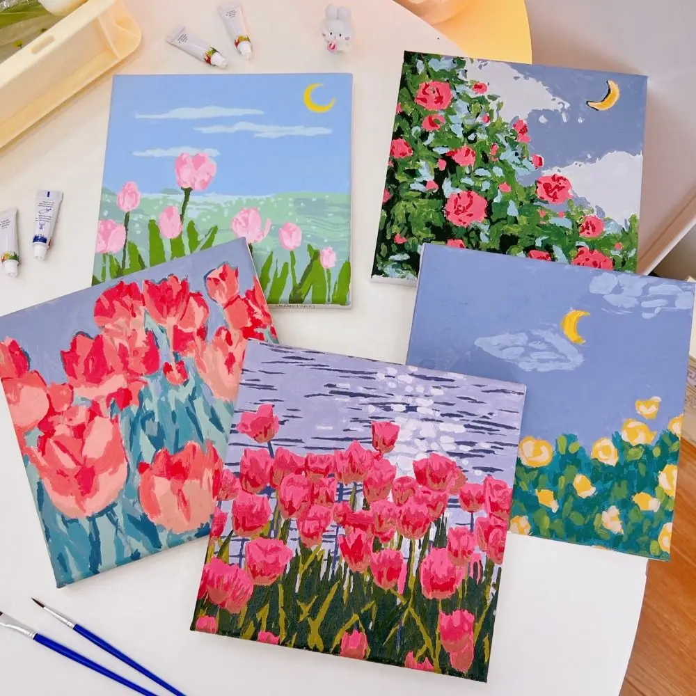 

Tulip Digital Oil Painting DIY Ins Filling Graffiti Hand-Painted Draw Children's Art Coloring Decorative Painting Handmade Gift