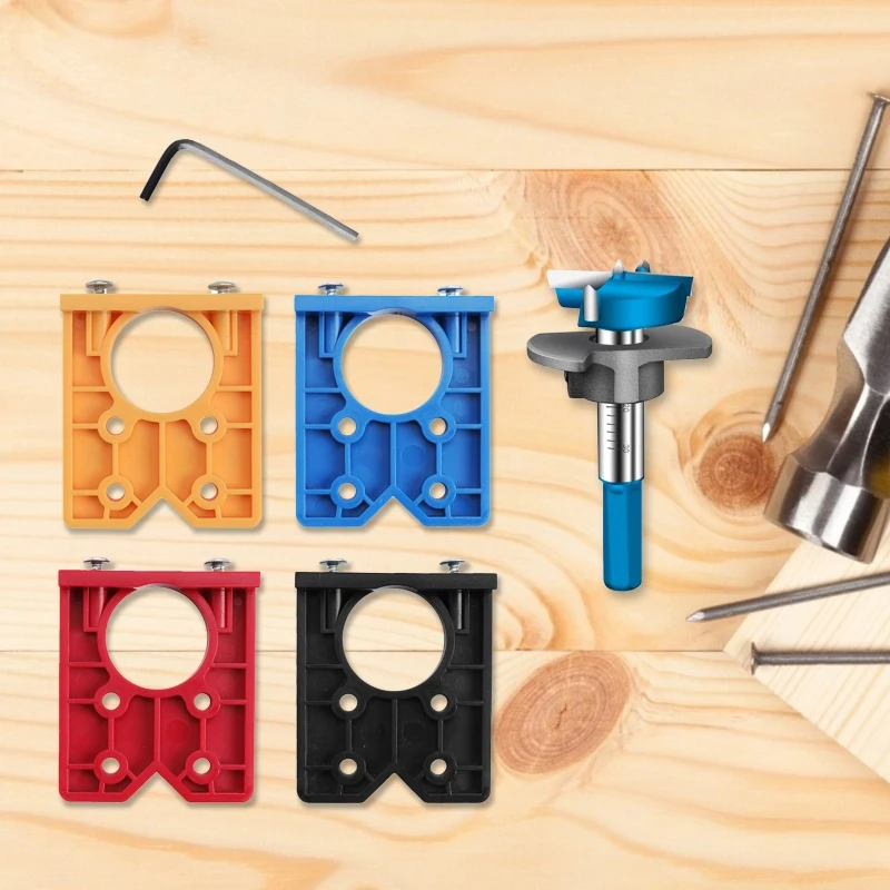 

Hinge Jig Drill Guide Set 35mm Hinge Drilling Jig Forstner Drill Guide for Cabinet Processing Drilling Template DIY Tool R9UF