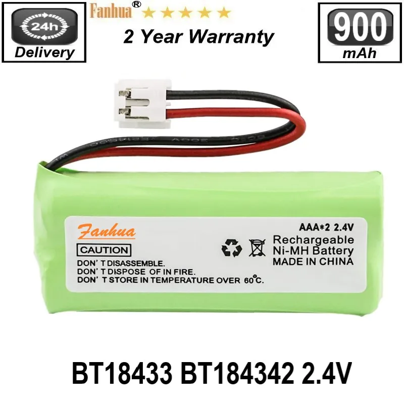 2PCS 2.4V Replacement Battery For Vtech 8300 BATT-6010 BT18433 BT184342 BT28433 BT284342 PH-515D CS6209 CS6219 Cordless Phone