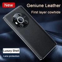 luxury real cow geniune leather phone case for huawei mate 30 40 pro corium case for huawei p50 nova8 9 honor 50 60 cover bumper