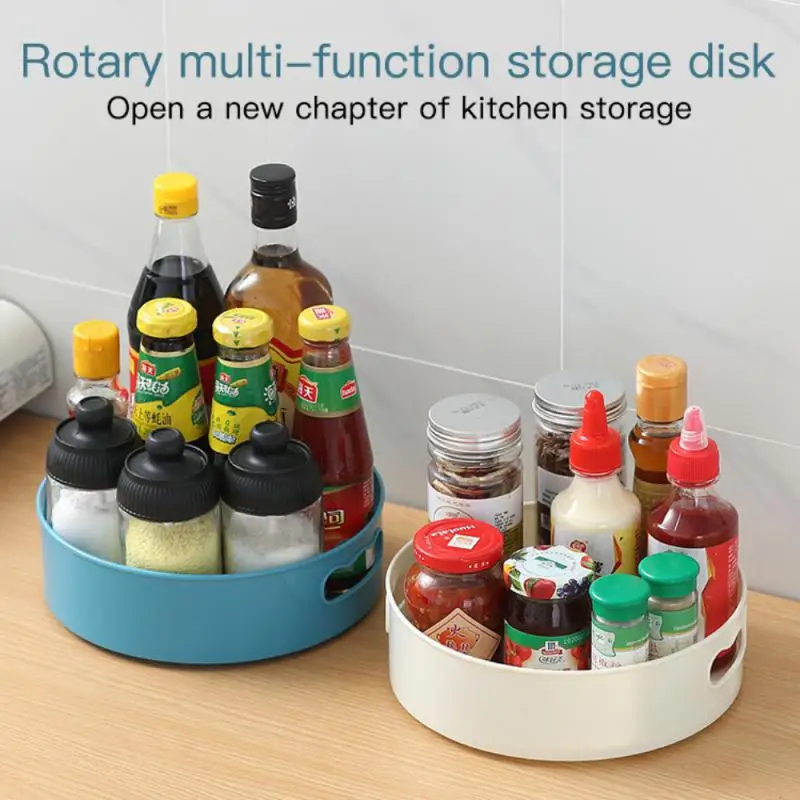 

360 Rotating Tray Kitchen Storage Seasoning Containers For Spice Jar Snack Food Non Slip Racks Bathroom Cosmetics Tray Organizer