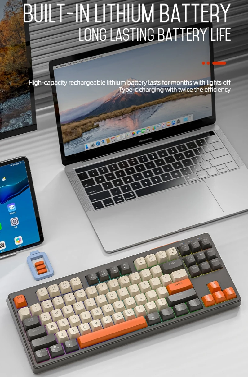 Русская беспроводная механическая клавиатура 87 раскладок клавиш испанская