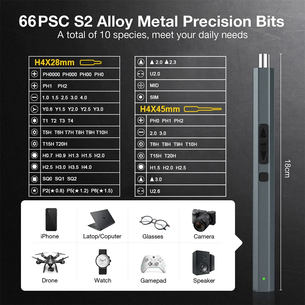 Электрическая отвертка 66 в 1 набор беспроводных отверток с 64 магнитными