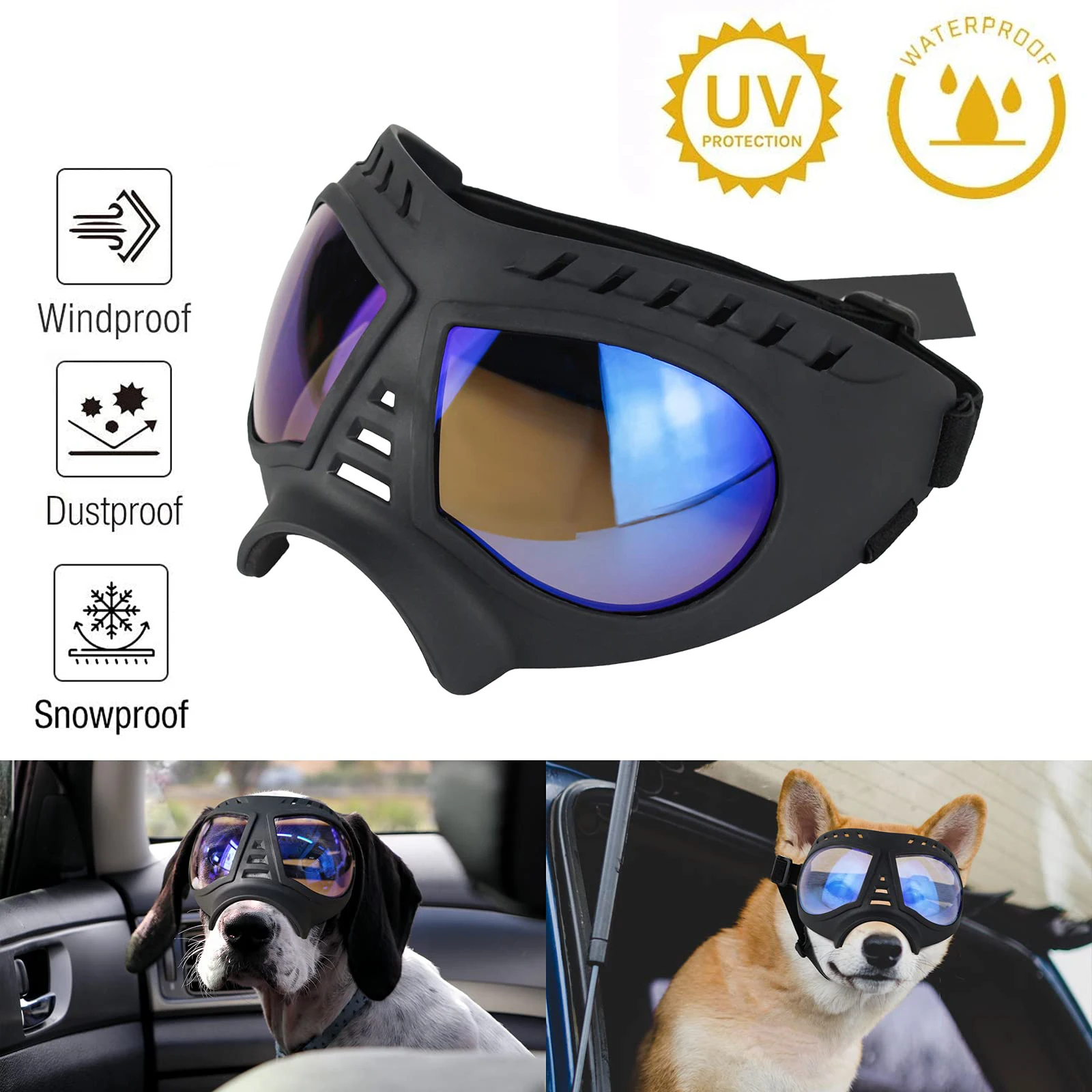 

Dog Goggles UV Sunglasses Windproof Summer Goggles Soft Frame Puppy Glasses for Long Snout Dogs Eyes Protection Dog Accessories