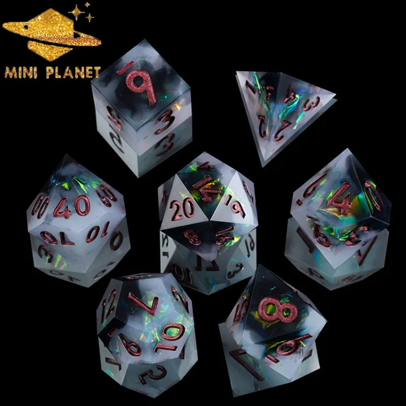 

MINI PLANET DND Dice Sets Polyhedral Resin Dice Set With Sharp Edges RPG MTG Board Game 16mm D6 D20 D&D Dice Games Toy