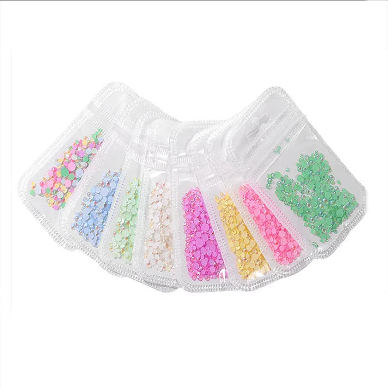 

350pcs New nail art luminous diamond fluorescent diamond shiny mixed multi-faceted flat bottom diamond jewelry 3d nail art