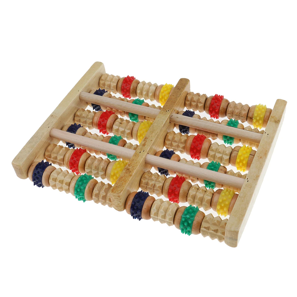 Деревянный шестирядный массажер для ног с роликом глубокого очищения свода