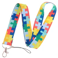 autism awareness puzzle style lanyard for key neck strap lanyard card id badge holder key chain key holder keyring accessories
