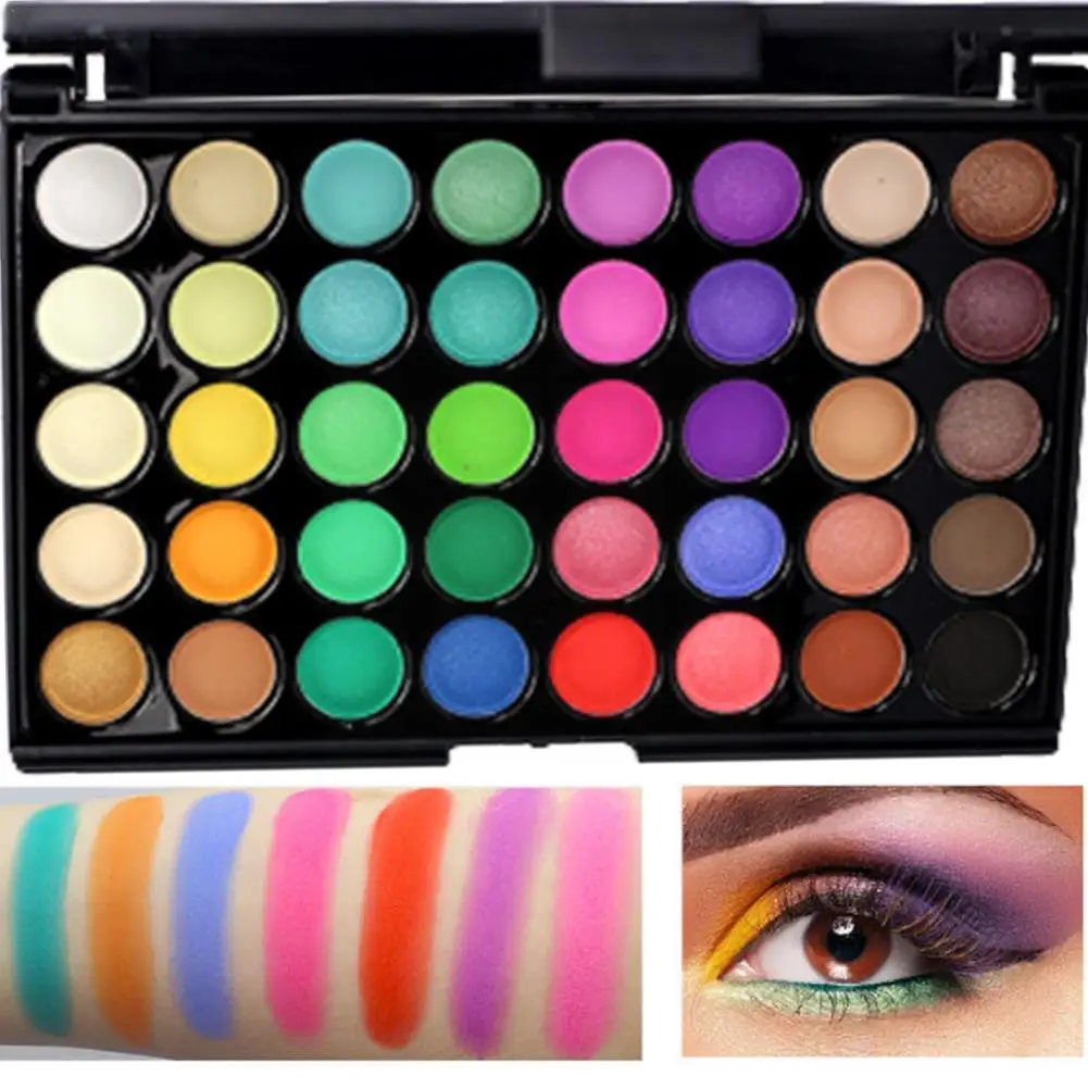 40 Colors Eyeshadow Palette Matte Glitter Eye Shadow Paleta Lasting Sombras With Makeup Brush De Long Cosmetic Smudge Nude C8Q0