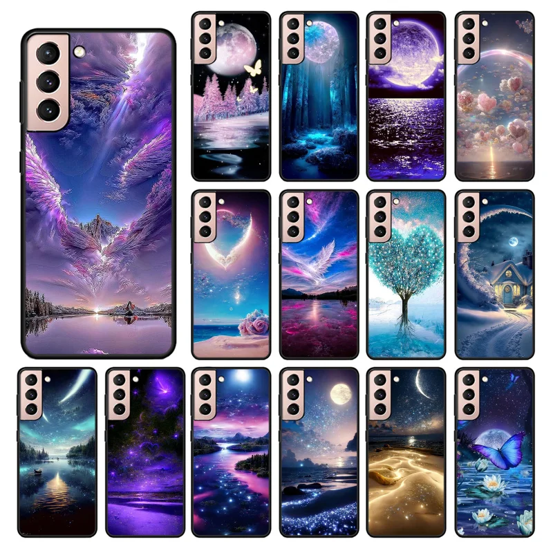 

Nature Star Moon Sea Butterfly Case for Samsung S23 S22 S20 Note20 Ultra S20 S22 S21 S10 S9 Plus S10E S20FE Note10Plus Note9