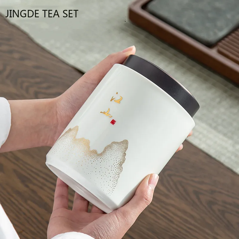 

Chinese Retro Ceramics Tea Caddy Spice Household Dried Fruit Storage Tank Portable Sealed Jar Travel Tea Boxes Coffee Canister