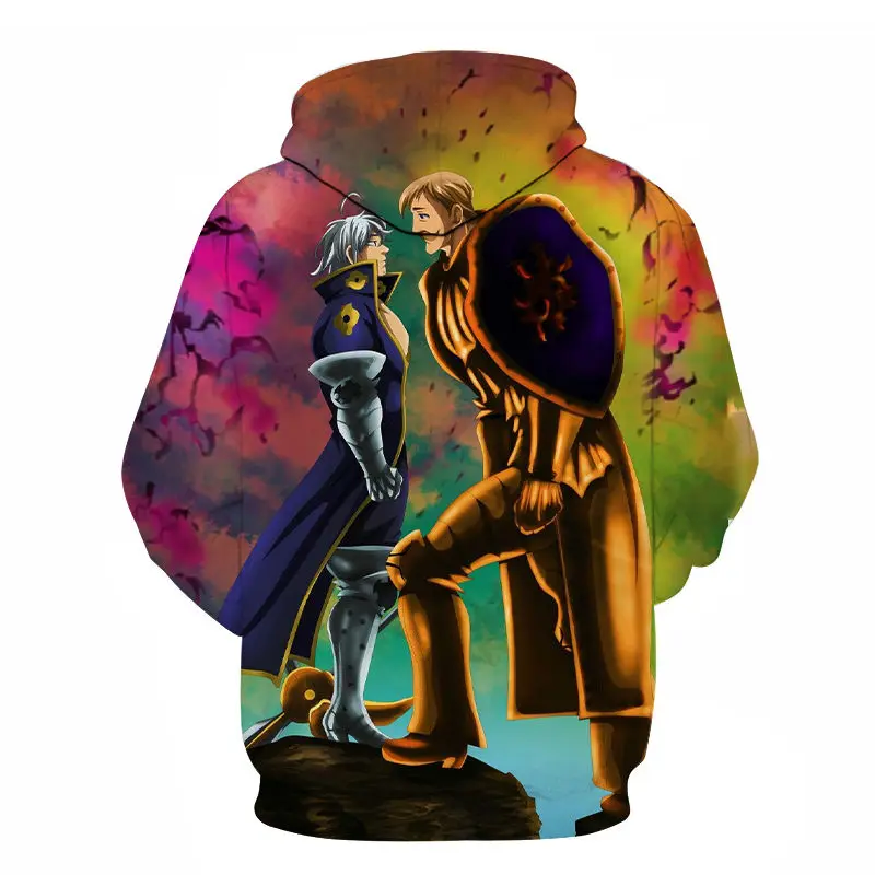 

Новинка 2023, мужской женский свитер с 3D-принтом из аниме «Семь смертных грехов», толстовка в стиле Харадзюку