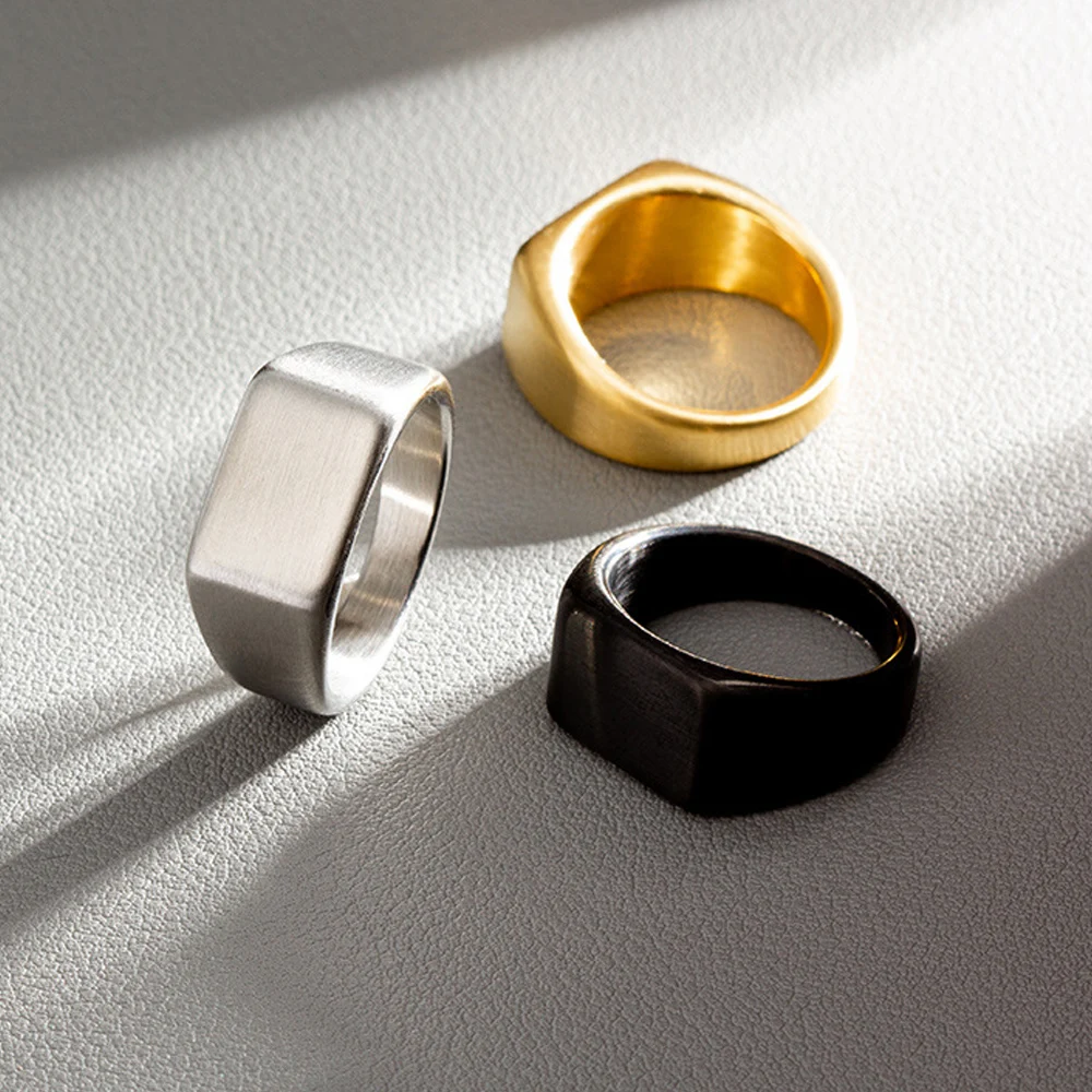 

10MM Simple Square Matte Men's Ring Punk Hip Hop Couple Stainless Steel Ring Fashion Jewelry Gift Never Fade Free Shipping