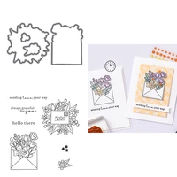 love flower envelope metal cutting dies match clear transparent stamps hello there phrase greetings diy paper cards craft 2022