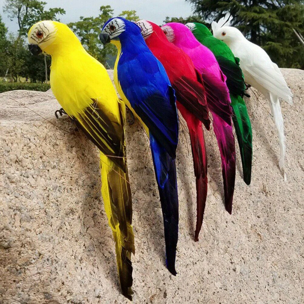 

25cm Handmade Simulation Parrot Creative Feather Lawn Figurine Ornament Animal Bird Garden Bird Prop Decoration Miniature new