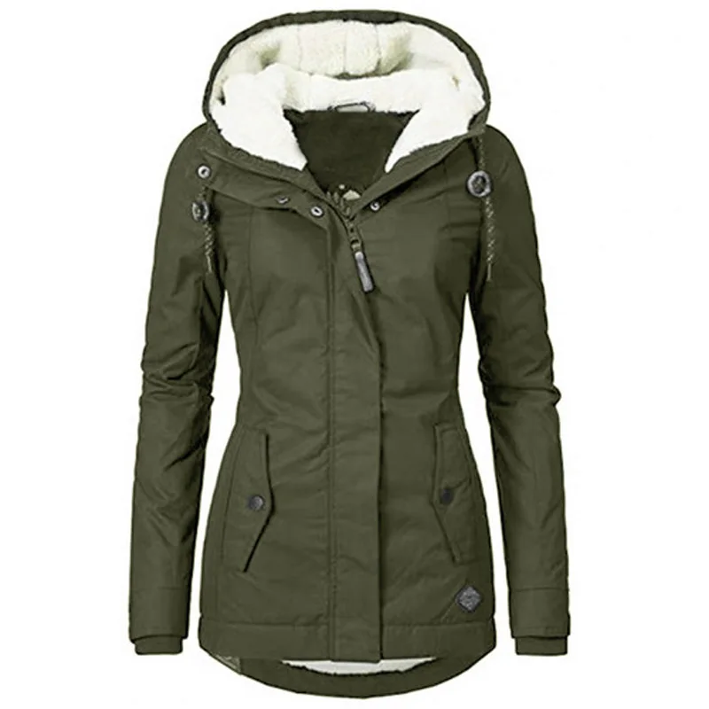 Casual Winter Jacket Women Warm Coat Women's Long Sleeve Pure Color Female Parkas Outwear