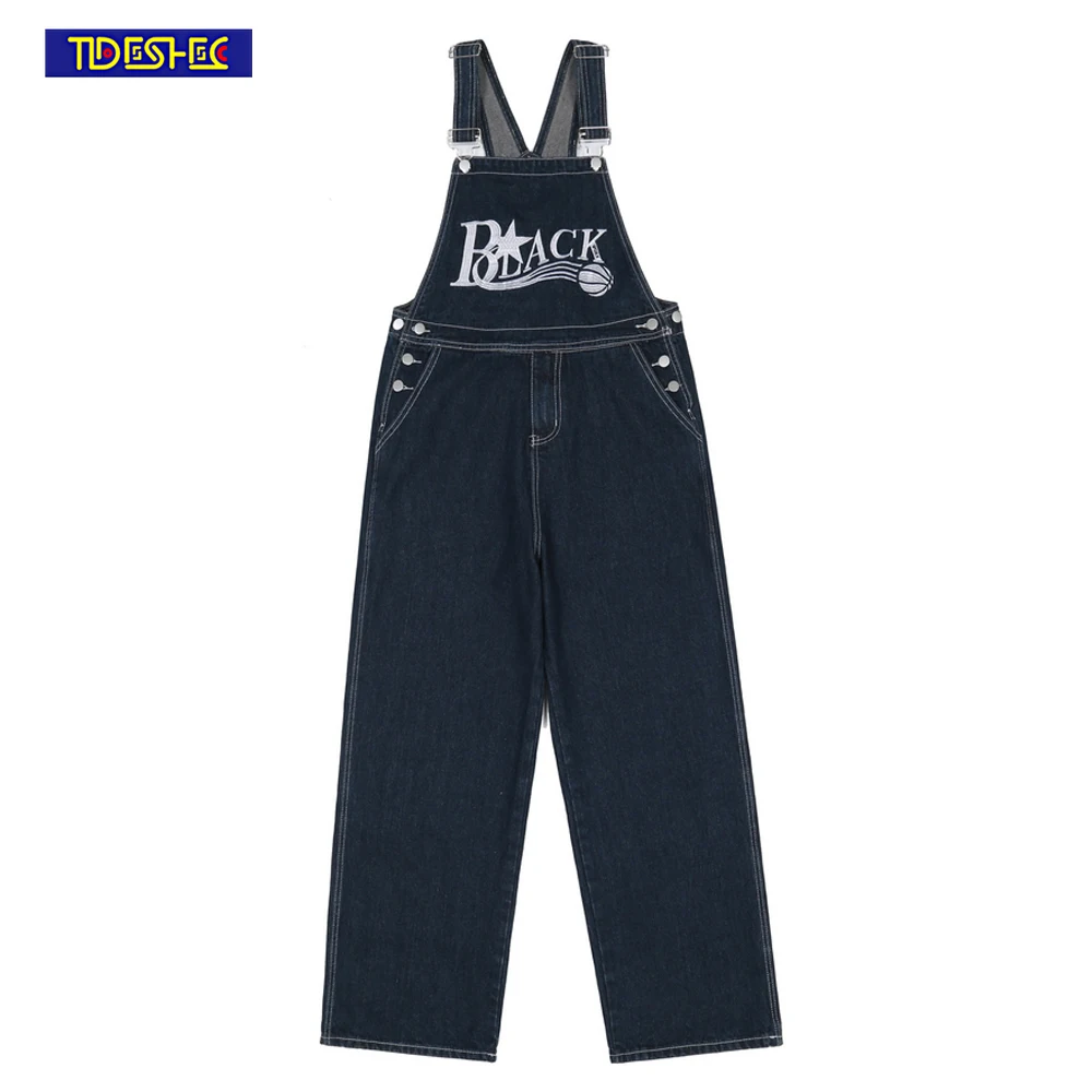 

2022 Fashion Bib Pants Men Embroidered Letters Jeans for Men and Women Spring and Summer Hip Hop Street Jeans