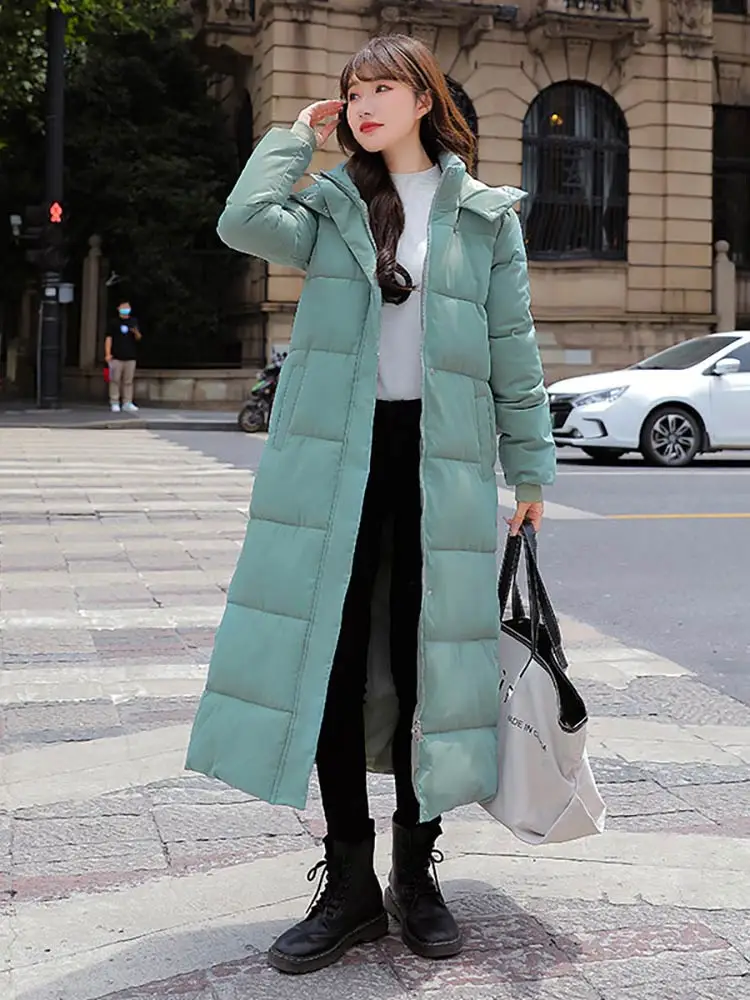 2022 New X-long Hooded Parkas Fashion Winter Jacket Women Casual Thick Down Cotton Winter Coat Women Warm Outwear