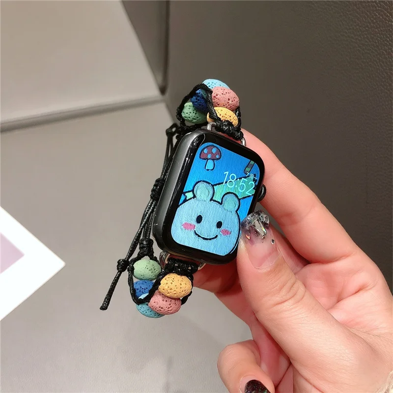 

Volcanic Stone Strap Bracelet For Apple Watch Band 38mm 40mm 41mm 42mm 44mm 45mm For Iwatch Series 7 SE 6 5 4 3 Vogue Watchband