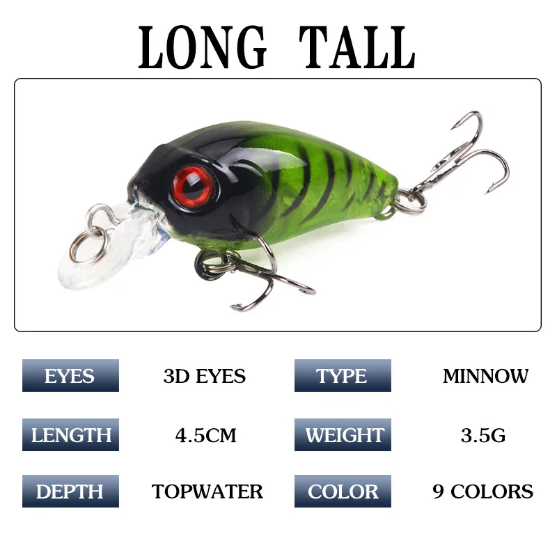 1PCS Mini Wobblers Bass Fishing Lures 45mm/3.5g Fat Man Bait Artificial Micro Fiish Black Minnow Hard Accessories - купить по