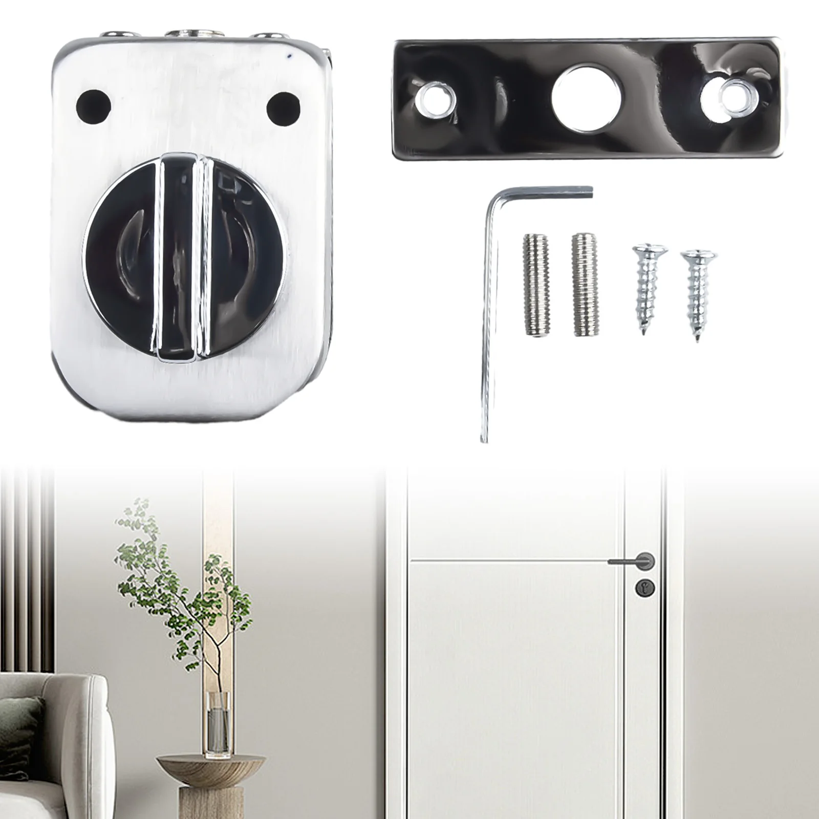 

1 Set Stainless Steel Glass Door Lock Floor Latch Lock Bolt Ground Lock For Home/ Toilet Shop Hardware Push Pull Lock Bolt