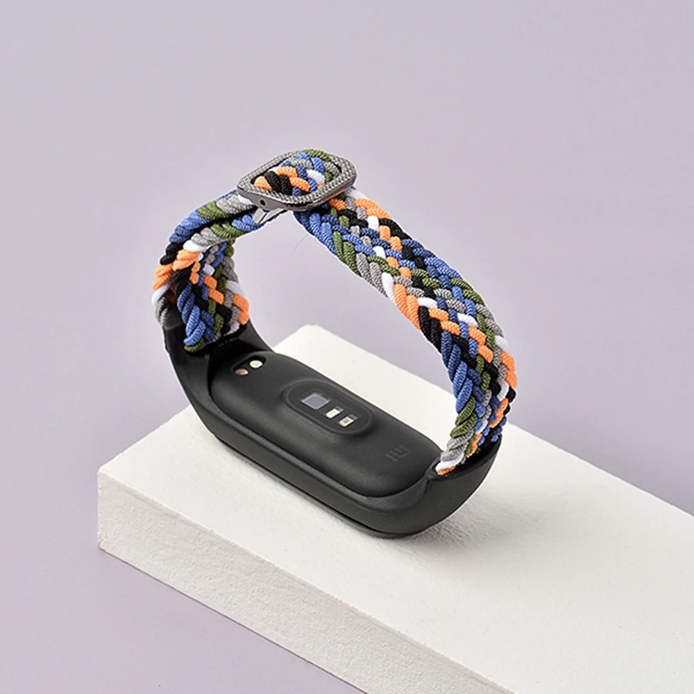 Фото Браслет для Mi band 5 6 7, эластичный регулируемый нейлоновый плетеный браслет Miband4 Mi band 5 correa для xiaomi Mi band 4 3 5 6 7 №2