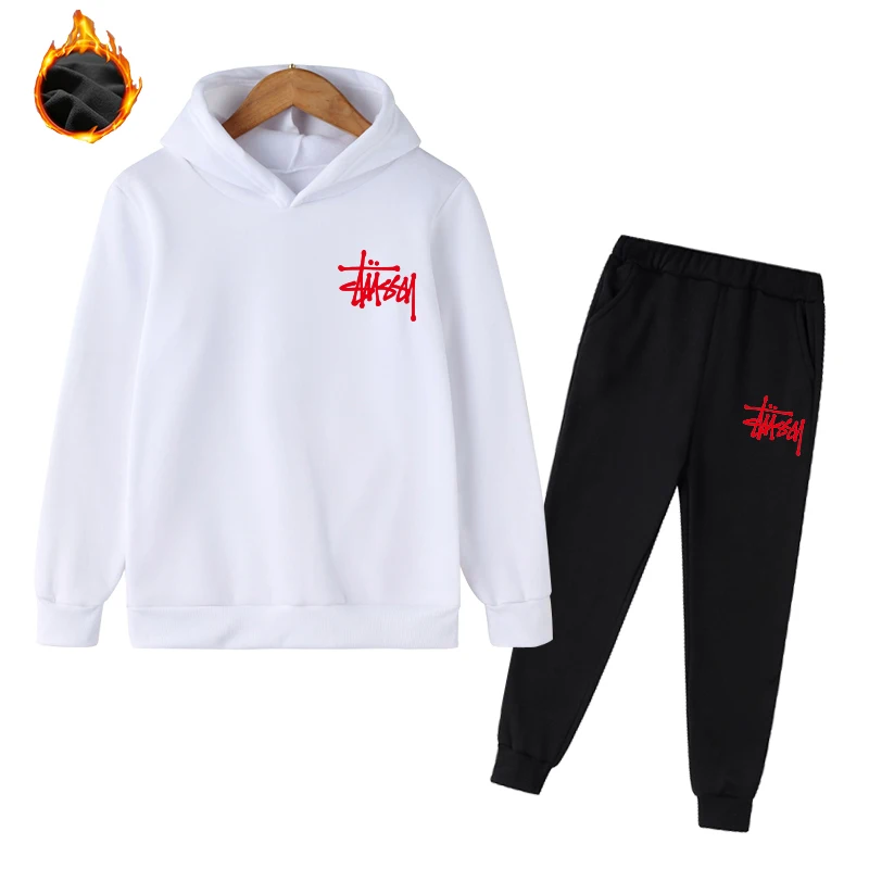 

Spring and Autumn New Boys Fashion Hoodie + Jogging Pants 2-piece Hooded Sweater Pullover Sportswear Suit Casual Sportswear 4-14