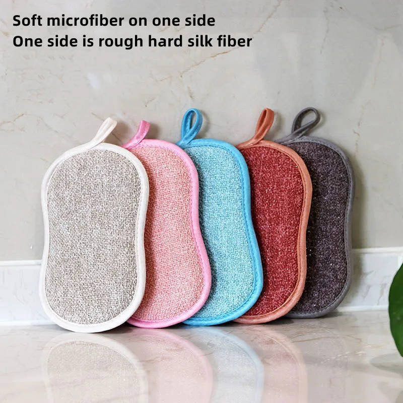 

1/6pcs Kitchen Dish Cloth Nonstick Oil Scouring Pad Oil Cleaning Cloth Washing Cloth Double Sided Kitchen Sponge Cleaning Cloth