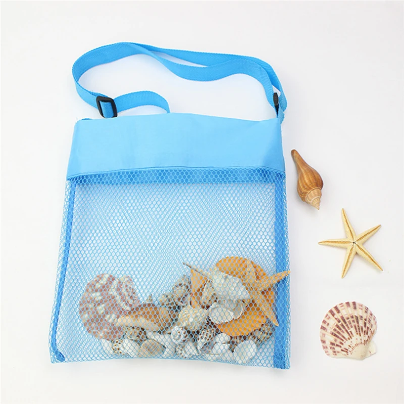 

2pcs/set Mesh Bag Tote Beach Storage Shell Net Bag Girls Handbags Children Kids Sand Object Collect Toys