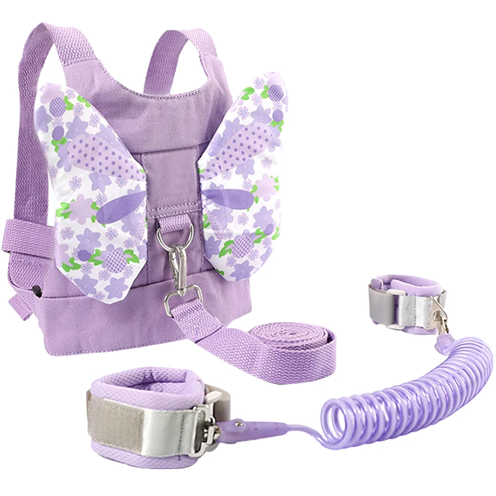 Duffle Baby Harness Leash Backpack Anti Lost Wrist Link Belt 29x27cm Purple Cotton Girl Child