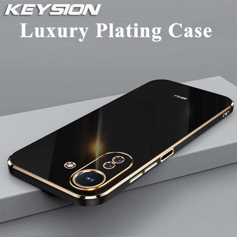 

KEYSION Luxury Plating Case for Xiaomi POCO C65 C55 C51 C50 C40 TPU Silicone Square Shockproof Phone Cover for Redmi 13C 12C 10C