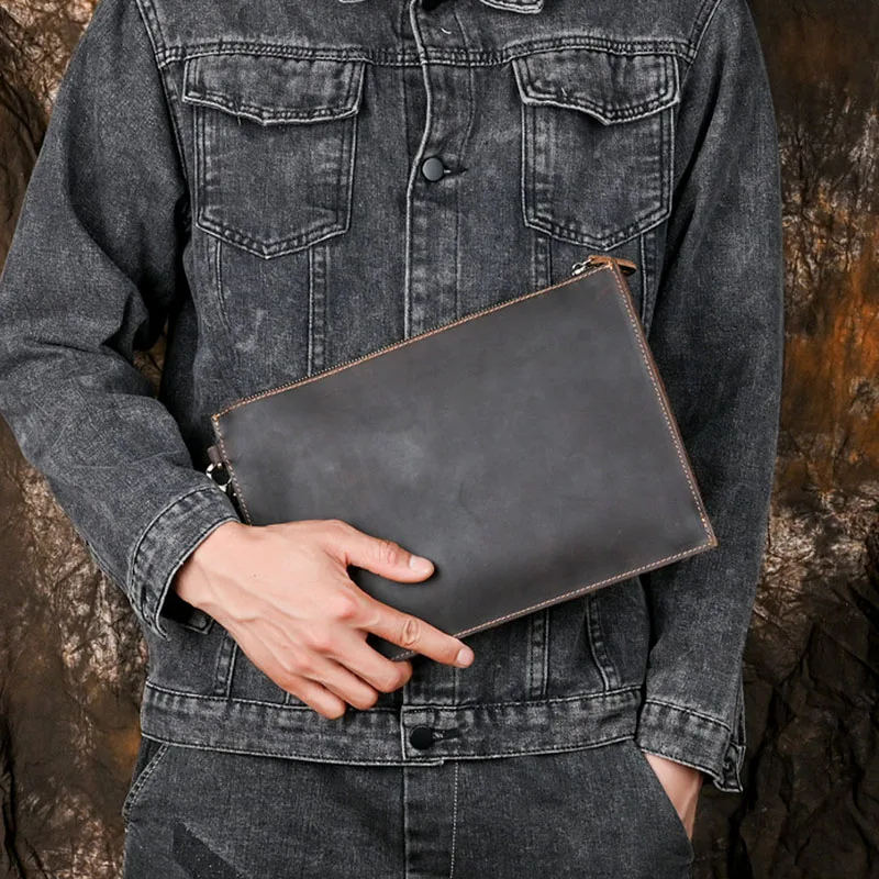 

AETOO Genuine Leather Clutch Wallet Men Long Leather Phone Bag Purse Male Large Capacity Wallet Card Holder Money Bag HandBag