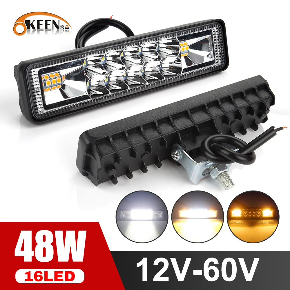 

OKEEN 48W 16Led Work Lights Bar Spotlight Headlight DRL For Tractor 4x4 SUV ATV Motorcycle Truck Offroad Car Accessories 12V-24V