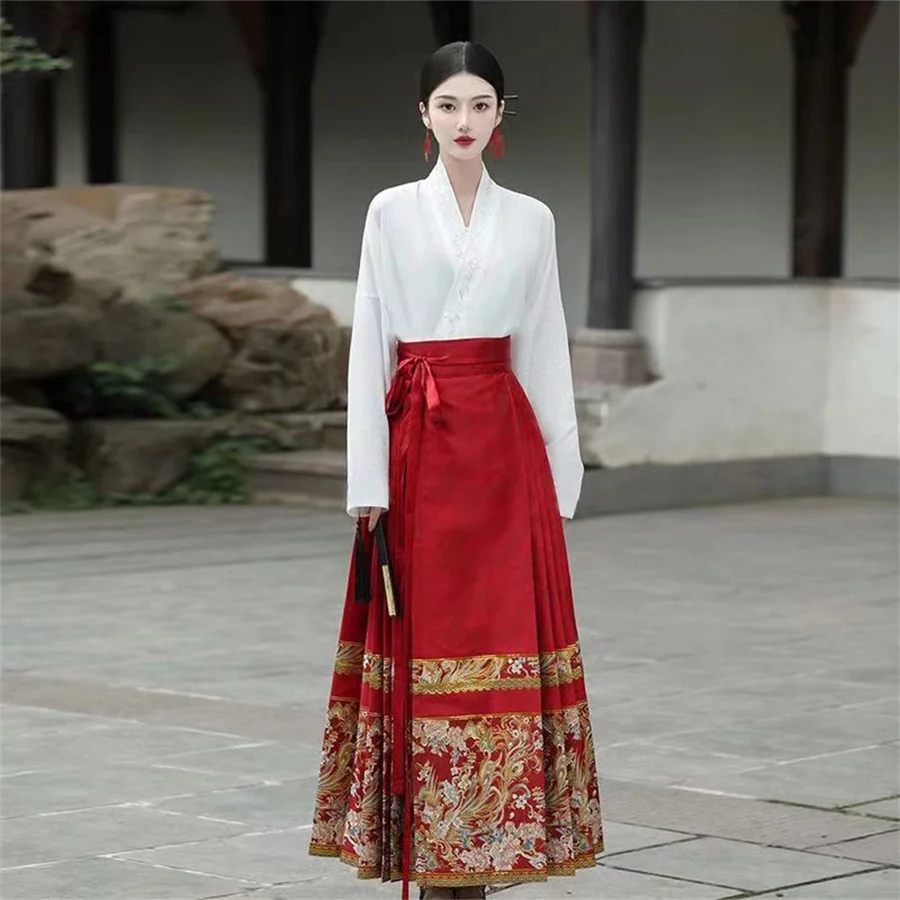 Женский костюм Hanfu в стиле ретро с юбкой лошадиное лицо