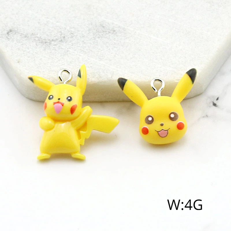 20PCS Pokémon Pikachu Resin Simulation Mini Cartoon Pattern DIY Jewelry Accessories Stud Keychain Pendant Handmade Material