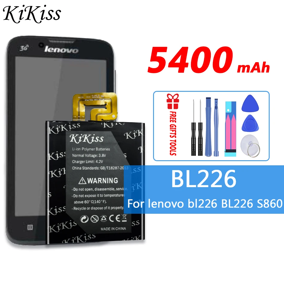 Аккумулятор большой емкости BL226 BL 5400 для Lenovo S860, 226 мАч