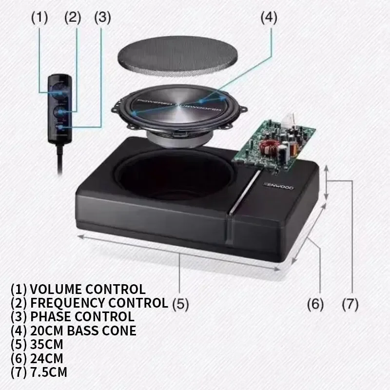 KSC-PSW8 250 Вт ультратонкий компактный автомобильный сабвуфер под сиденье с питанием