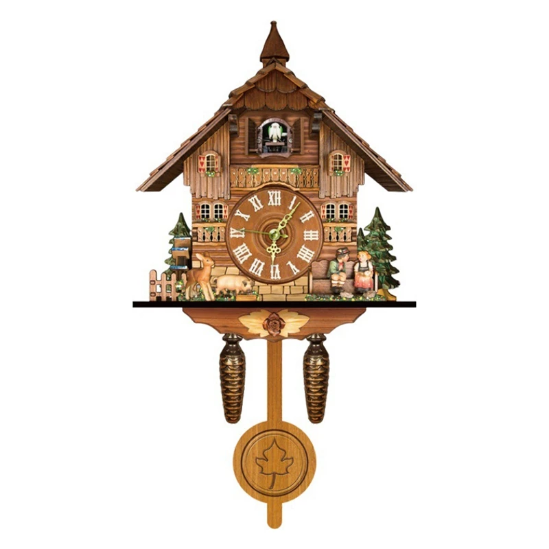 

Big Deal Cuckoo Clock Living Room Wall Clock Retro Style Forest Cuckoo Alarm Clock Wall Watch Children Decorations Home Alarm