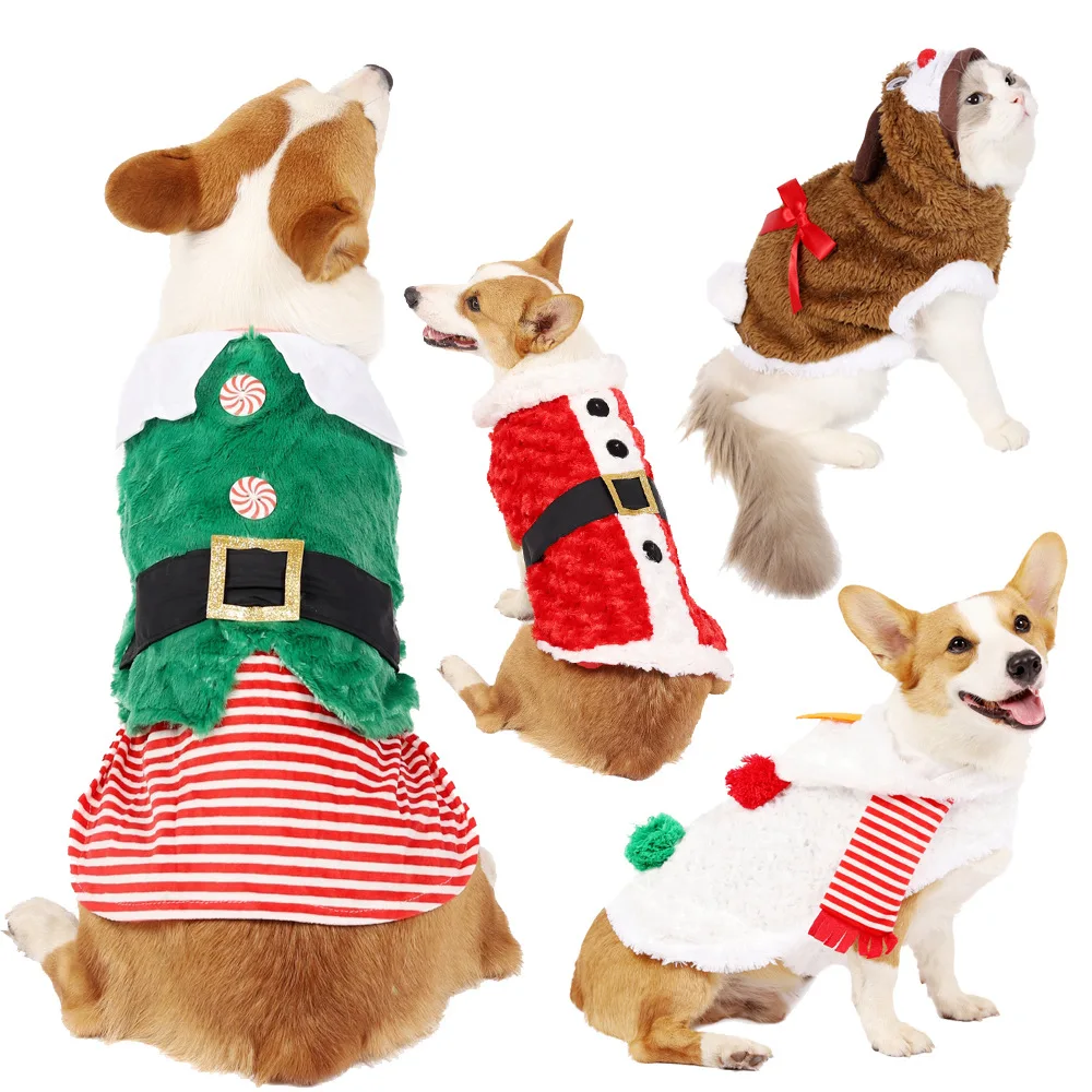 

Pet Christmas Costumes Dog Clothes Dogs Small Medium and Big Dog Pet Clothes Funny Autumn Winter Swan Elk Santa Claus Clothes