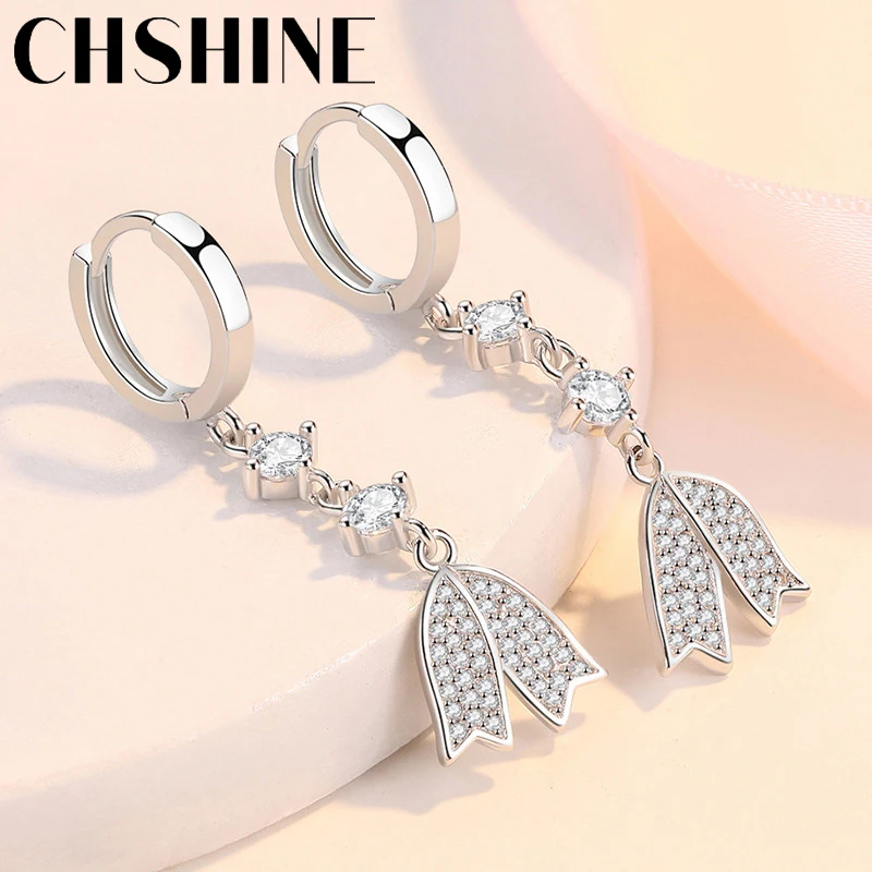 

CHSHINE 925 Sterling Silver Bowknot AAAAA Zircon Earrings for Women's Wedding Banquet Charm Gift Jewelry