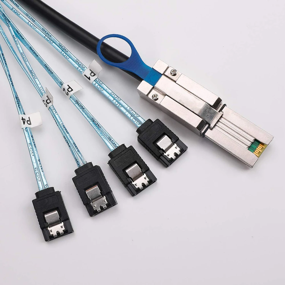 

Mini HD SAS to SATA Cable Sas 26Pin (Sff-8088) Male To 4 Sata 7Pin Female Cable Sas HostTo 4 Sata Target Hard Disk Data Cable