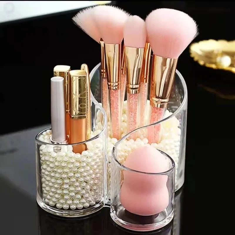 

NEW Desktop Acrylic Makeup Brushes Holder Makeup Storage Box Lipstick Nail Polish Jewelry Display Holder Cosmetic Organizer Box
