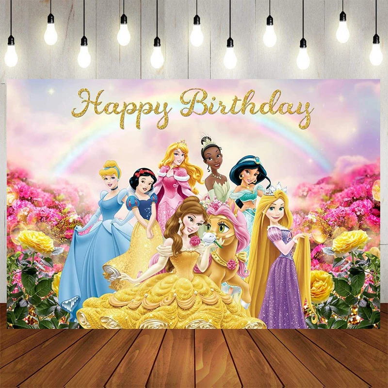 

Disney Princess Party Backdrops Decoration Backgrounds Vinyl Photography Shootings Backdrops For Girls Birthday Party Supplies