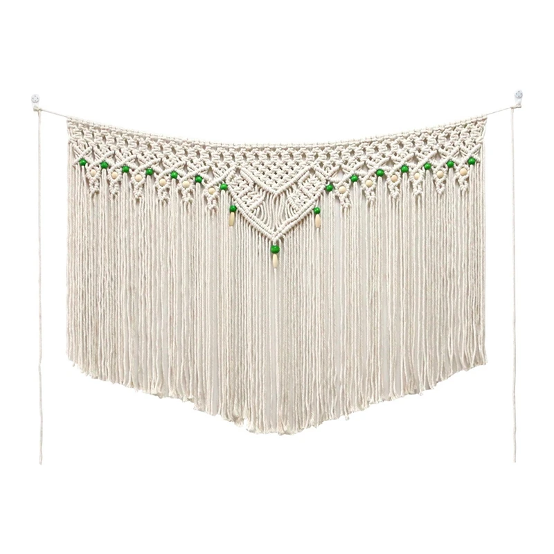 

Настенный подвесной Макраме-Большой Настенный макраме с деревянными бусинами-богемный Настенный декор для гостиной, спальни, кухни
