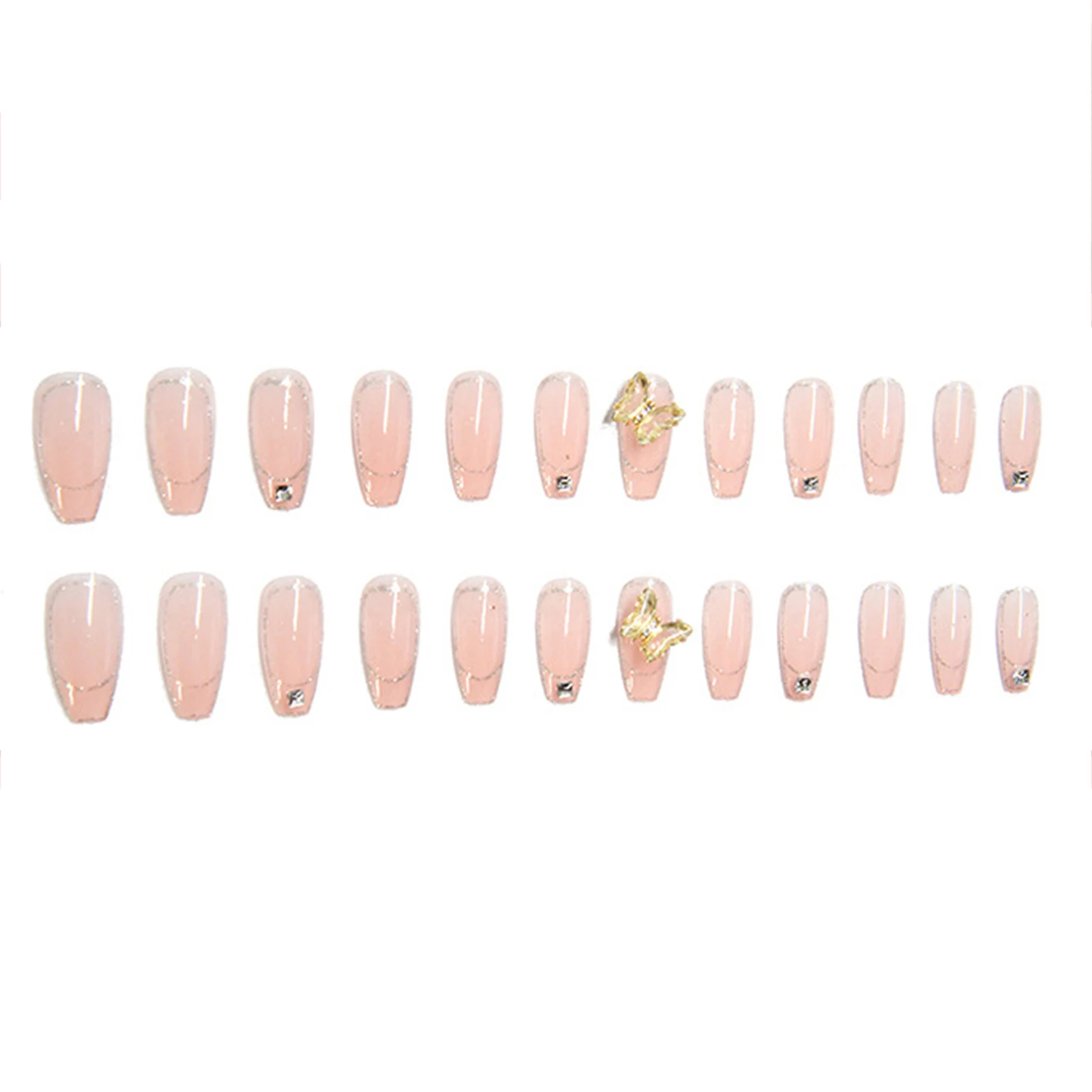 

3D Butterfly Setting Clear Pink Fake Nails Long Lasting Safe Material Waterproof False Nails for Professional Nail Art Salon