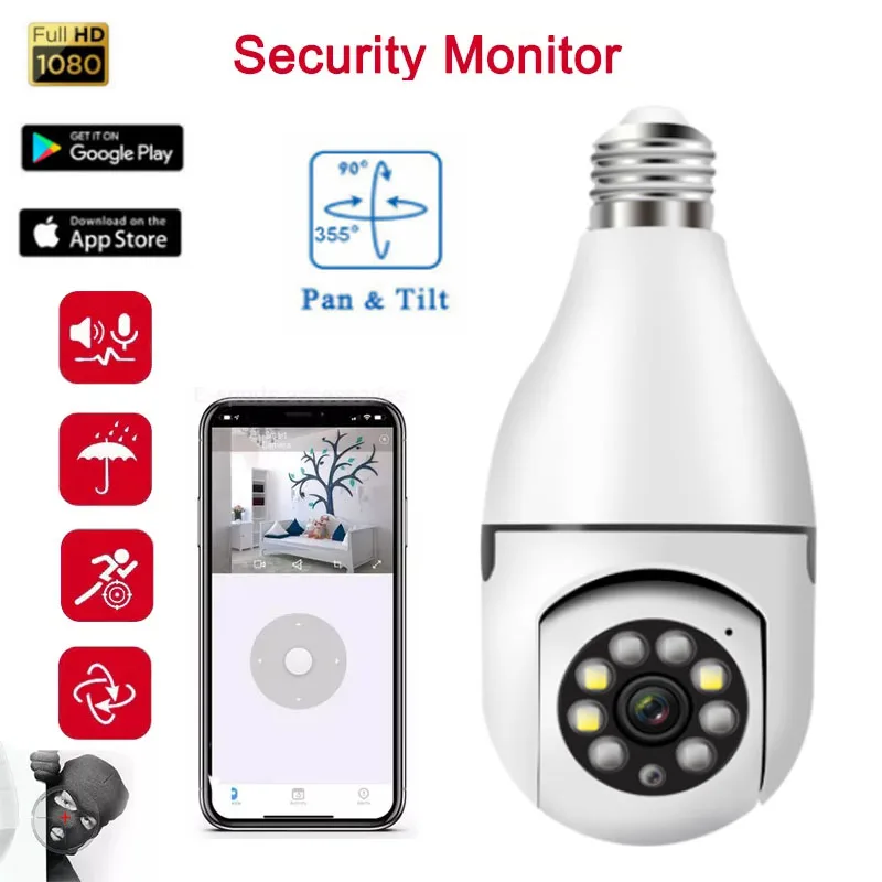 

2MP E27 Bulb Camera WiFi 360 Degree Panoramic 1080P Indoor Wireless Surveillance IP Cam Smart Home Security Monitor Ai Tracking