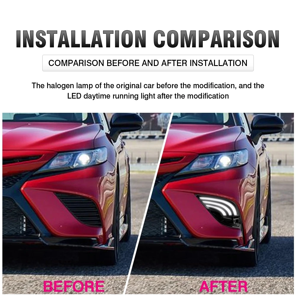 Фото Дневные ходовые огни OKEEN Drl, 2 шт., для Toyota Camry 2021 2022, поворотный сигнал, потоковые фары, противотуманные фары, аксессуары, 12 В №3